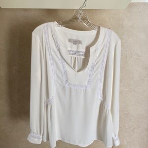 Loft ivory color top with lace detailing